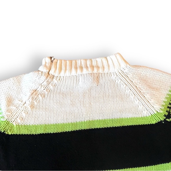 VTG Neon Green & Black Zip Neck Sweater | M - Picture 2 of 7